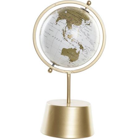 Decoratie wereldbol/globe goud op metalen voet/standaard 35 x 19 cm -  Landen/continenten topografie