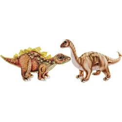Set van 2x pluche speelgoed knuffels dinosaurussen Stegosaurus en Brontosaurus - Prehistorische knuffeldieren