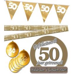50 jaar getrouwd versiering pakket M – Jubileum pakket feestversiering – gouden bruiloft – pakket M – 4 delig