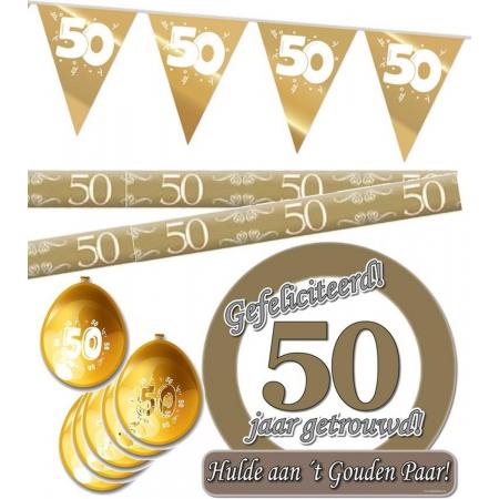 50 jaar getrouwd versiering pakket M – Jubileum pakket feestversiering – gouden bruiloft – pakket M – 4 delig