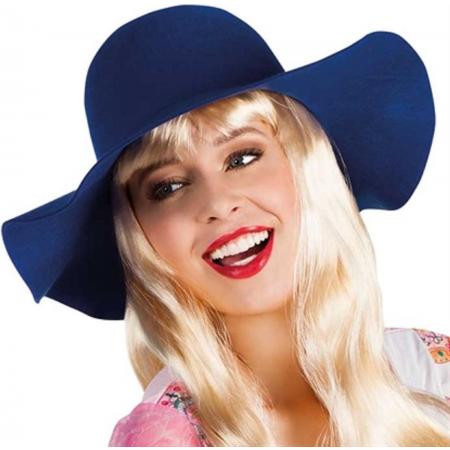Zomerse blauwe hoed voor vrouwen – Verkleedhoofddeksel – One size
