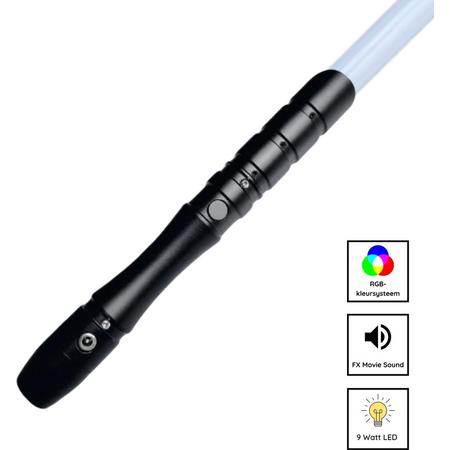 Basic Star Wars Lightsaber met Geluid en RGB kleuren - RGB 11 Kleuren en Geluid - Lightsaber - Lichtzwaard - Star Wars Lichtzwaard - Laser Zwaard voor Duelleren - Aluminium Handvat - 114 CM -  Zwart