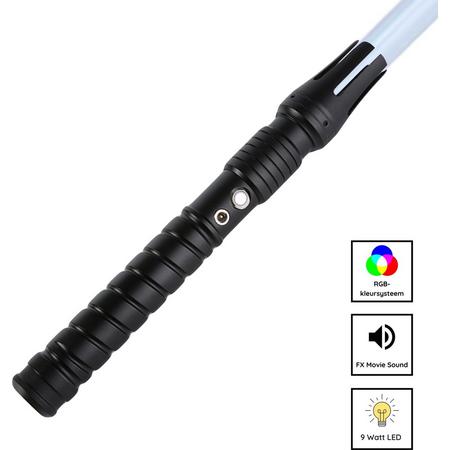 Elite Star Wars Lightsaber met Geluid en RGB kleuren - RGB 11 Kleuren en Geluid - Lightsaber - Lichtzwaard - Star Wars Lichtzwaard - Laser Zwaard voor Duelleren - Aluminium Handvat - 115 CM -  Zwart