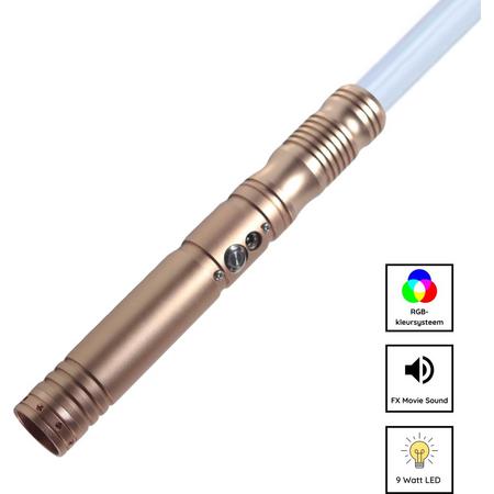 Professionele Star Wars Lightsaber - RGB 11 Kleuren en Geluid - Lightsaber - Lichtzwaard - Star Wars Lichtzwaard - Laser Zwaard - Aluminium Handvat - 114 CM - Goud
