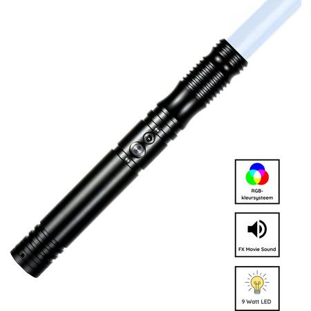 Professionele Star Wars Lightsaber met Geluid en RGB-kleursysteem - RGB 11 Kleuren en Geluid - Lightsaber - Star Wars Lichtzwaard - Laserzwaard voor Duelleren - 115 CM -  Zwart Handvat