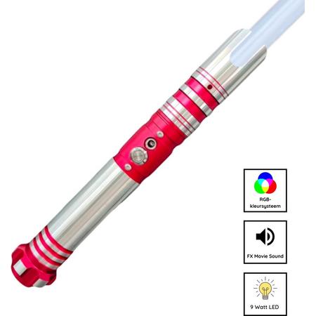 Relentless Star Wars Lightsaber - RGB 11 Kleuren en Geluid - Lightsaber - Lichtzwaard - Laser Zwaard - Star Wars Lichtzwaard - Aluminium Handvat - 114 CM - Rood