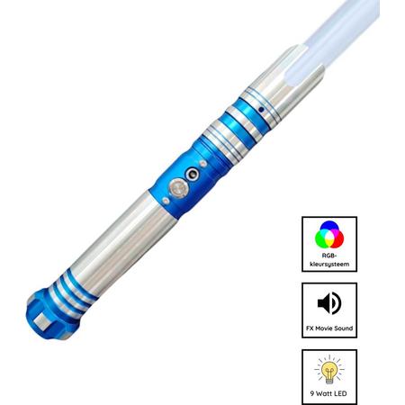 Relentless Star Wars Lightsaber - RGB 11 Kleuren en Geluid - Lightsaber - Lichtzwaard - Star Wars Lichtzwaard - Laser Zwaard - Aluminium Handvat - 114 CM - Blauw