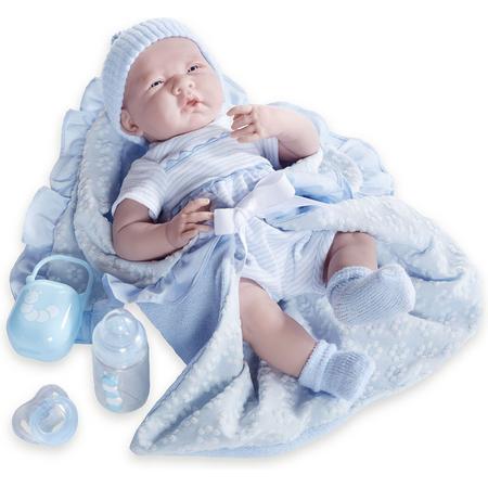 Berenguer Babypop Blanke Baby Blauw met dekentje 39 cm
