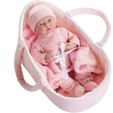 Berenguer La Newborn 39 cm Blanke Baby Roze met reismand