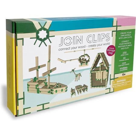 JOIN CLIPS Home - 200 verbinding clips voor houten bouwplankjes incl speelkleed