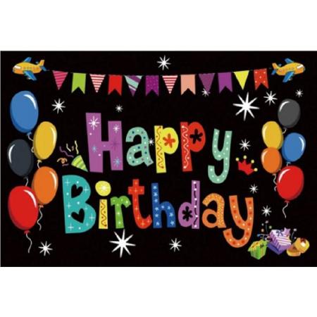 Verjaardag - Versiering - Wanddoek - Banner van Polyester - 120cm (b) x 80cm (h) - Happy Birthday - Universeel -