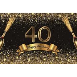 Verjaardag - Versiering - Wanddoek van Sterk doek - 120cm(b)x80cm(h) - Vrouw/man - 40 jaar - Champagneflessen