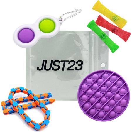 JUST23 Fidget toys pakket - Fidget toys - Fidget - Pop it - Fidget toys pakket goedkoop - 1x Pop it paars - 1x Simple dimple - 2x Wacky track - 3x Mesh and marble