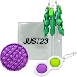JUST23 Fidget toys pakket - Fidget toys - Fidget - Pop it - Fidget toys pakket onder de 15 euro - 1x Pop it paars - 3x Pea popper - 1x Simple dimple paars / groen