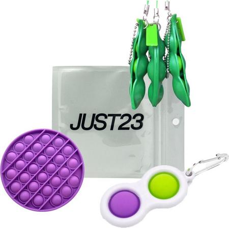 JUST23 Fidget toys pakket - Fidget toys - Fidget - Pop it - Fidget toys pakket onder de 15 euro - 1x Pop it paars - 3x Pea popper - 1x Simple dimple paars / groen