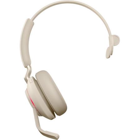 Jabra Evolve2 65 MS Mono Beige - Bluetooth Headset - op oor - omkeerbaar - draadloos - USB-C - ruisisolatie