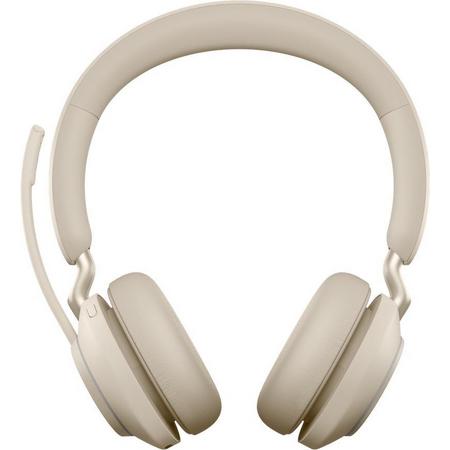 Jabra Evolve2 65 MS Stereo Beige - Bluetooth Headset - on-ear - Bluetooh adapter - USB-C - noise isolating