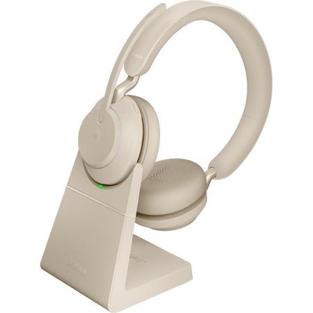 Jabra Evolve2 65 MS Stereo Beige - Bluetooth Headset - on-ear - wireless - USB - noise isolating