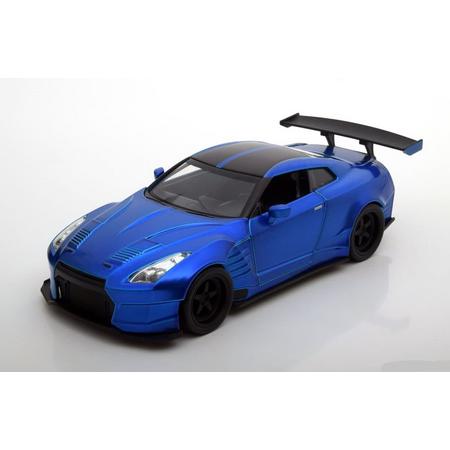 Brians Nissan GT-R (R35) jaar 2009 Fast and Furious blauw 1:24 Jada Toys