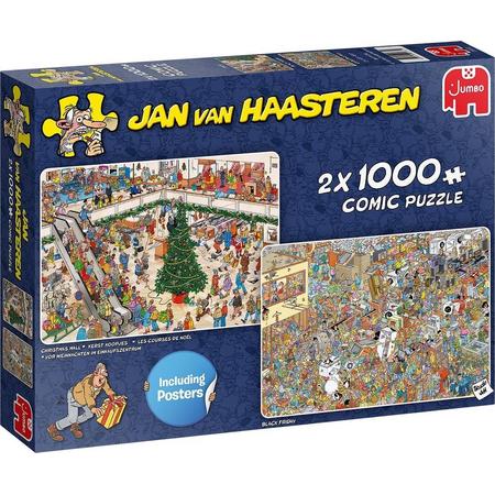 Jan Van Haasteren - Shoppen Voor De Feestdagen 2In1 (2X1000 Stukjes) Excl. Theedoek