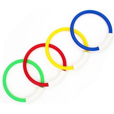 Water speelgoed - Zwembad - Zwemmen - Zomer - Opduiken - Duiken - Onderwater - Ringen - Circkels - 4 kleuren - Rood - Blauw - Geel - Groen - 20cm