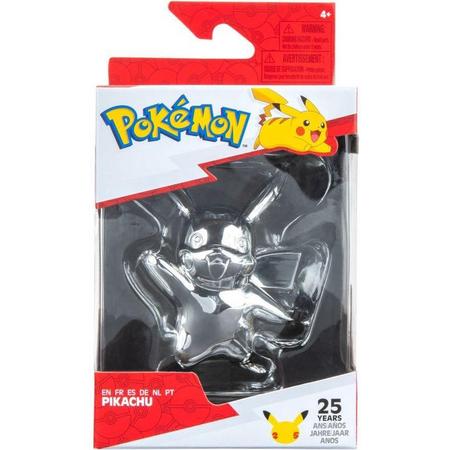 Pokemon - 25th Celebration 3 Inch Silver Pikachu Figure MERCHANDISE