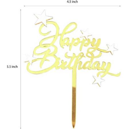 taart topper - verjaardag - decoratie - happy birthday - versiering - Goud