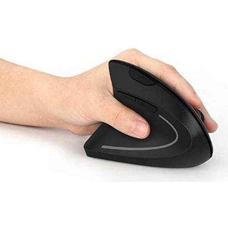 Jelly Comb Ergonomic/Ergonomisch ontwerp geschikt voor linkshandigen Wireless Mouse for Left-handers, Vertical Wireless Mouse with USB Receiver DPI 800/1200/1600 for Laptops, PC, Macbook, Black