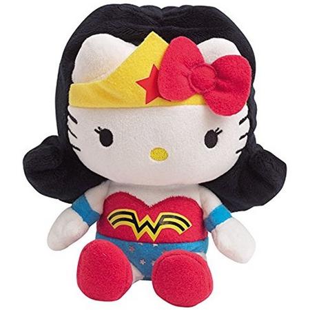 Jemini Hello Kitty Knuffel Wonder Woman Meisjes Zwart/wit 17 Cm