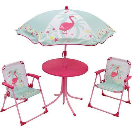 Jemini Tuinset Met Parasol Flamingo Roze/mintgroen 4-delig