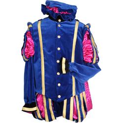 Pieten kostuum fluweel Malaga kleur blauw-roze maat XXL