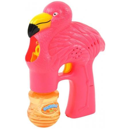 Bellenblaas Pistool Flamingo – Met Licht en Geluid – Incl 90 ml Vloeistof en Batterijen – 20 cm – Roze – Bellenblazer – Bubble Gun - Buitenspeelgoed Meisjes