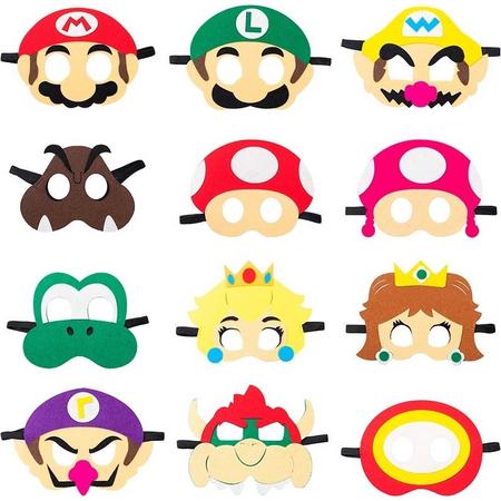 Jobber - Super Mario - Maskers - 12 stuks - Verkleedkleding - Accessoires