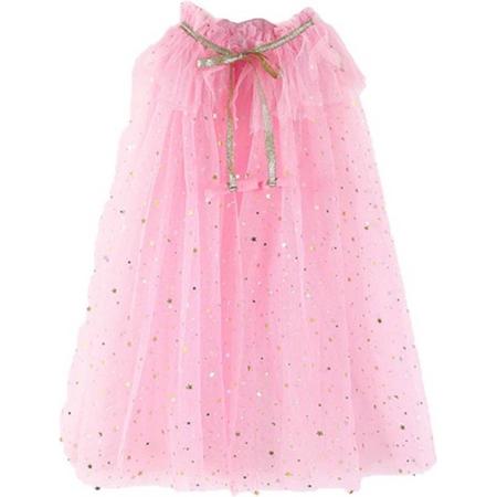 Jobber Toys - Prinses cape - Kleur roze - Tule Stof - Prinsessenjurk - Prinsessen cape - Princes verkleedoutfit