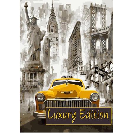 Joeni® - Schilderen op nummer - 50x70cm - Luxury Edition - Gele Taxi in New York