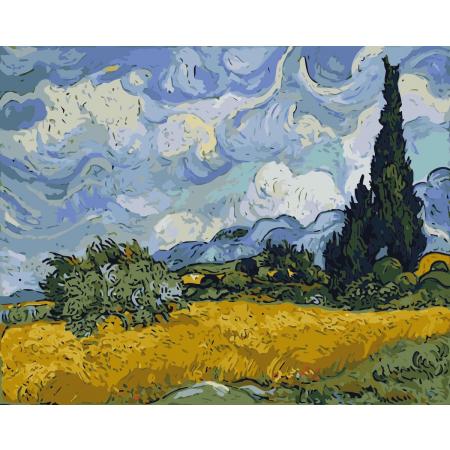 Joeni® – Schilderen op nummer – 40x50cm - Luxury Edition - Korenveld - Vincent van Gogh