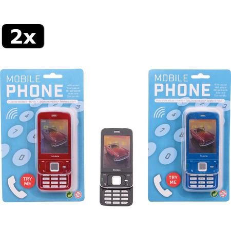 2x Mobiele telefoon met batterijen