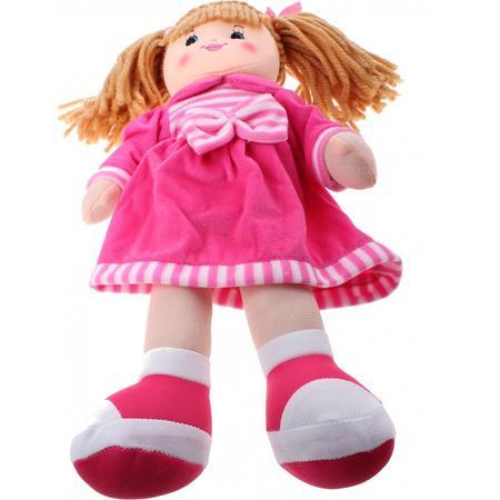 Johntoy Knuffelpop Baby Rose Meisje Roze Streepjes 40cm