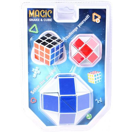 Johntoy Puzzel Magische Kubus En Slang 3-delig Blauw
