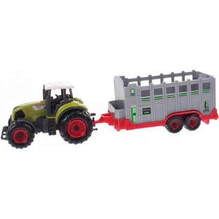 Johntoy Tractor Met Aanhanger Vierkant Groen 22 Cm
