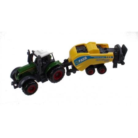 Johntoy Tractor Met Pakkkenpers Die-cast 3-delig Farm Masters