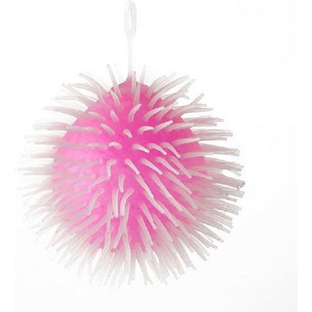 Roze Fluffy Bal met glitters - 15 cm - Fidget Toy Topper - Knijp - Rek - Stretch
