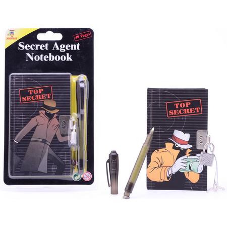 Secret Agent notitieblok met geheime pen 2 assorti