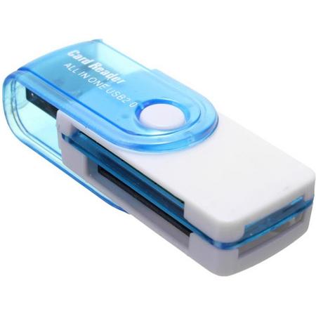 Multifunctionele SD kaart lezer naar USB stick / Adapter / Lezer micro SD / SD / MS / M2 kaart - Blauw