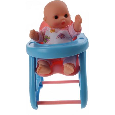 Jonotoys Babypopje Met Kinderstoel 14 Cm
