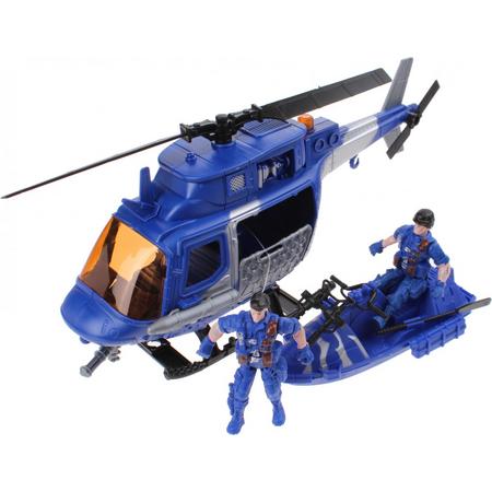 Jonotoys Politiehelikopter Met Accessoires 30 Cm Blauw 4-delig