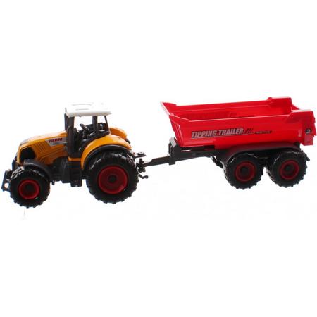 Jonotoys Tractor Met Aanhanger Farm Set 21 Cm Geel/rood