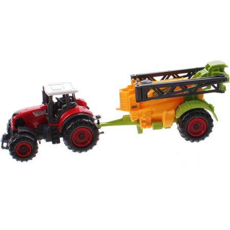 Jonotoys Tractor Met Aanhanger Farm Set 21 Cm Rood/geel