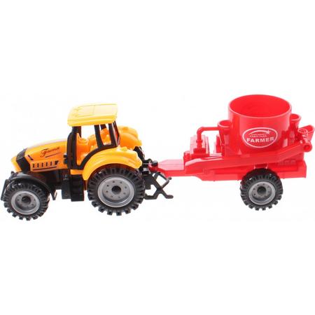 Jonotoys Tractor Met Aanhanger Jongens 19 Cm Geel/rood