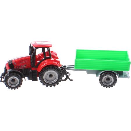 Jonotoys Tractor Met Aanhanger Jongens 19 Cm Rood/groen